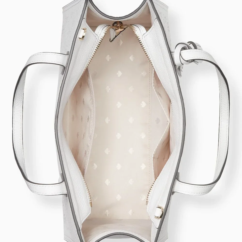 NWT Kate Spade White perf medium top zip satchel - Picture 2 of 4